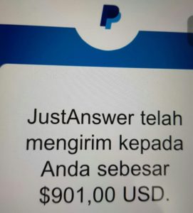 pembayaran dari justanswer