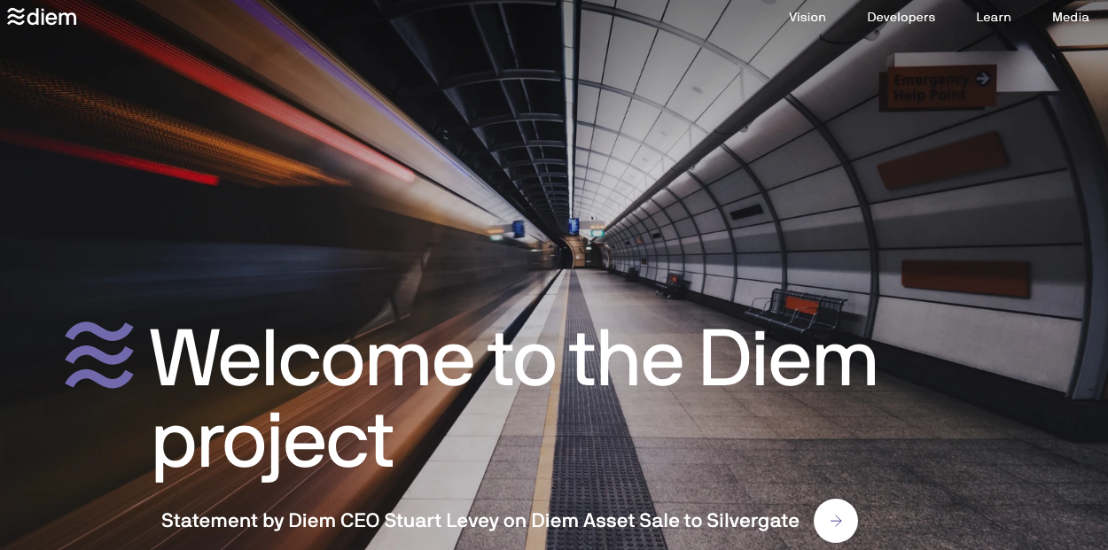 tampilan website uang kripto Diem