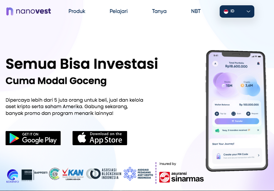 Nanovest Aplikasi Investasi Saham Amerika dan Kripto Terpercaya
